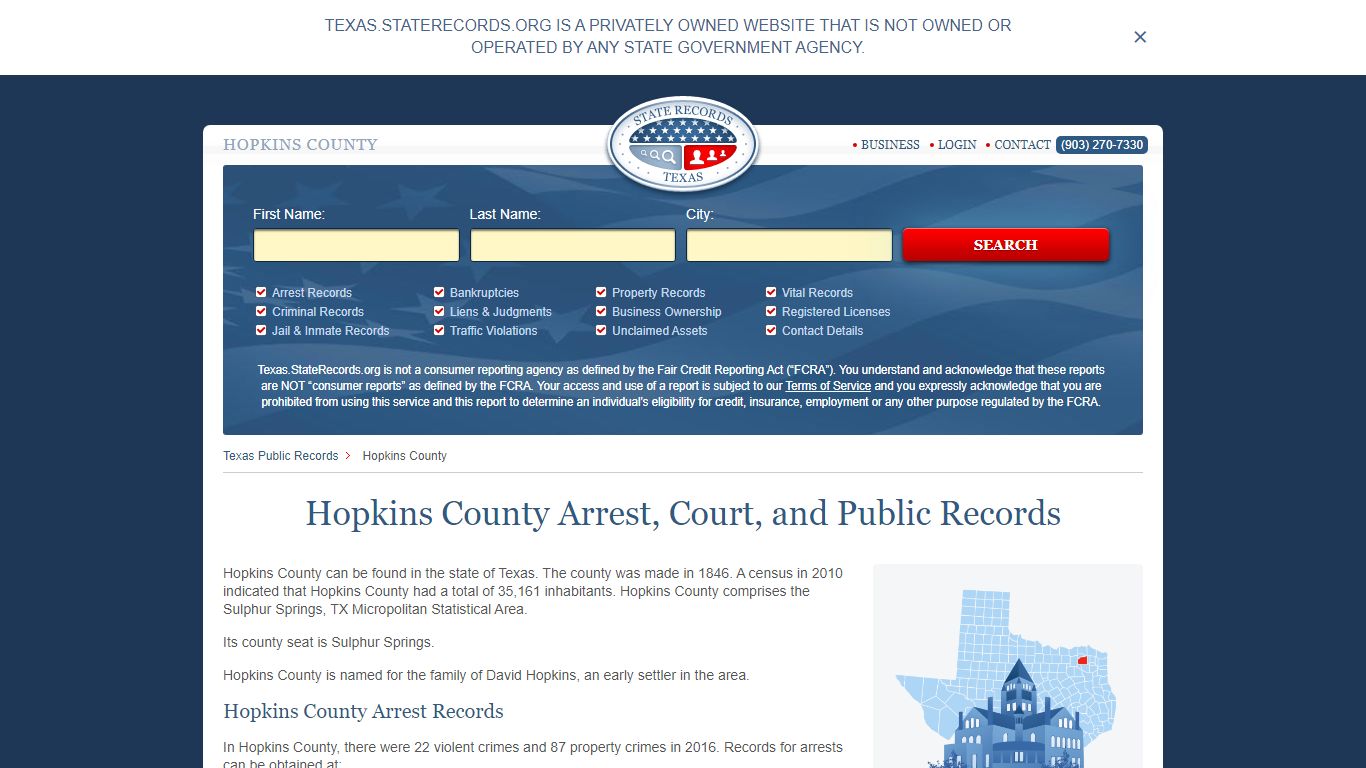 Hopkins County Arrest, Court, and Public Records
