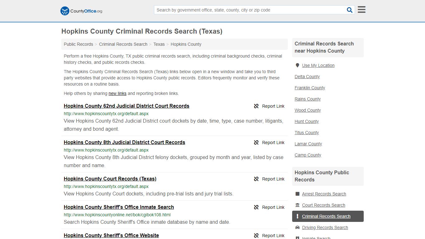Criminal Records Search - Hopkins County, TX (Arrests ...